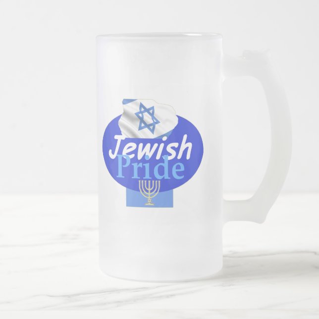 JEWISH PRIDE FROSTED GLASS BEER MUG (Right)