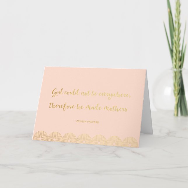 Jewish Proverb Quote Custom Colour Mothers Day Car Card (Front)