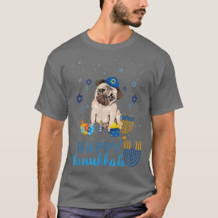 Jewish Pug Dog Menorah Hat Chanukah Hanukkah Chris T-Shirt