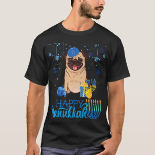 Jewish Pug Dog Menorah Hat Chanukah Hanukkah Jewis T-Shirt