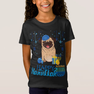 Jewish Pug Dog Menorah Hat Chanukah Hanukkah Jewis T-Shirt