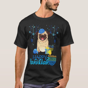 Jewish Pug Dog Menorah Hat Chanukah Hanukkah Jewis T-Shirt