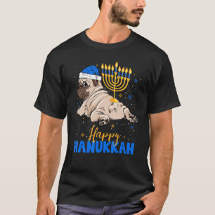 Jewish Pug Menorah Happy Hanukkah Chanukah  Dog T-Shirt