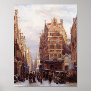 Jewish Quarter in Amsterdam (Vintage City Scene) Poster