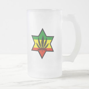 jewish rasta frosted glass beer mug