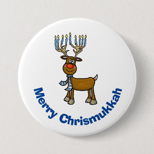 Jewish Rudolph the Red-nosed Reindeer Button