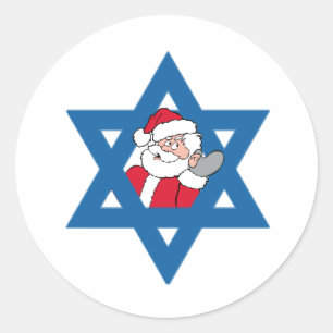 JEWISH SANTA CLASSIC ROUND STICKER