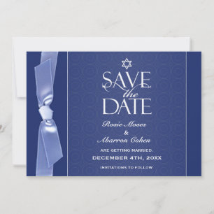 Jewish Save The Date Ribbon Flat Card