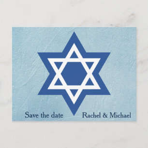 Jewish Save the date Star of David Announcement Postcard