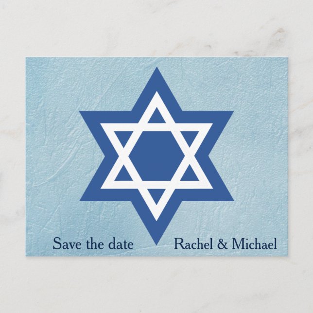 Jewish Save the date Star of David Announcement Postcard (Front)