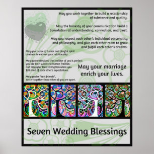 Jewish Seven Wedding Blessings Tree Of Life Hamsa Poster