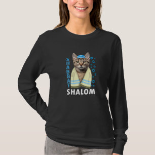 Jewish Shabbat Shalom Cute Cat With Kippah T-Shirt