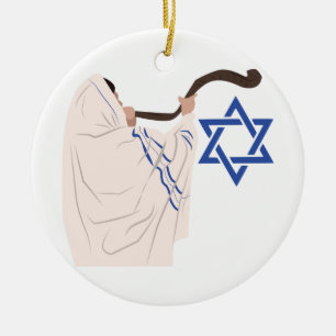 Jewish Shofar Ceramic Tree Decoration