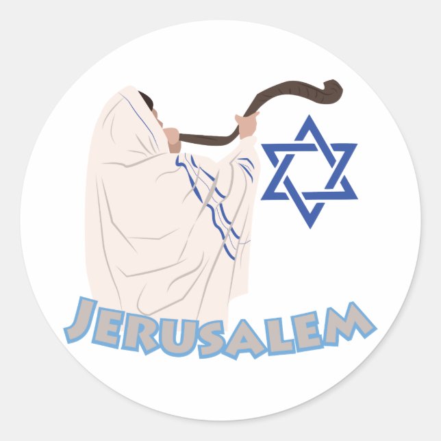 Jewish Shofar Classic Round Sticker (Front)