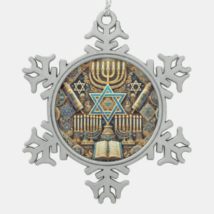 Jewish snowflake framed ornament