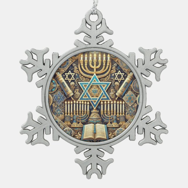 Jewish snowflake framed ornament (Front)