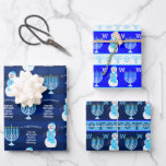 Jewish Snowman Monogram Kids Holiday Assortment Wrapping Paper Sheet<br><div class="desc">Create your own custom Hanukkah wrapping paper sheets for kids (and adults!) with your monogram initial and my festive holiday snowman in a light blue scarf and matching Yamuka. Featuring space for your custom message and monogram, this gift wrap assortment comes in three different designs: one on a background of...</div>