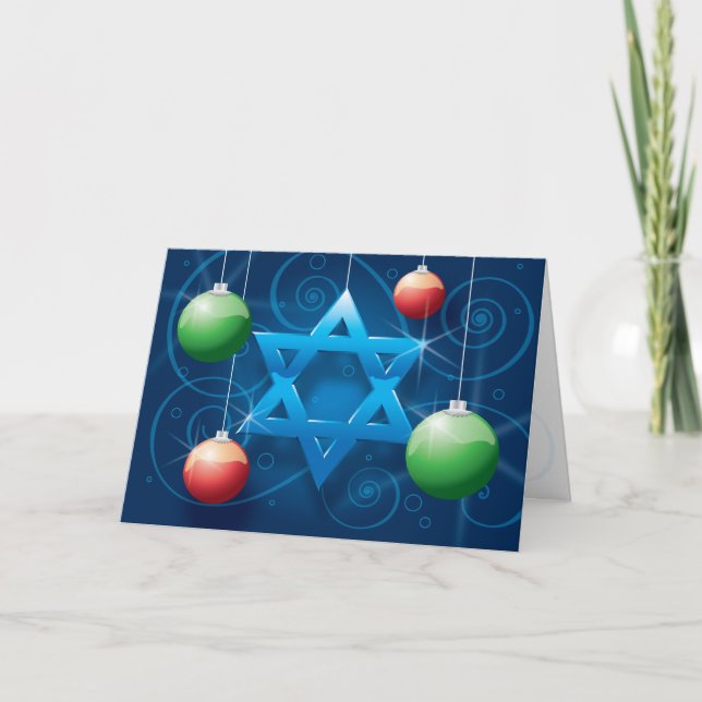 Jewish Star and Christmas Ornament Holiday card (Front)
