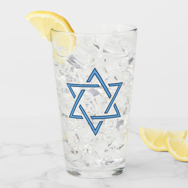 Jewish Star Design Drinking Glass (Front Ice)