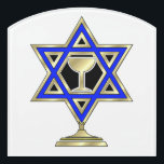 Jewish Star   Door Sign<br><div class="desc">Jewish gifts and gift ideas featuring beautiful Jewish Star of David with a wine glass in the centre.</div>