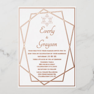 Jewish Star Geometric Frame Rose Gold Wedding   