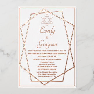 Jewish Star Geometric Frame Rose Gold Wedding