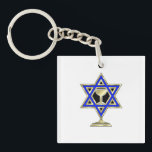 Jewish Star Key Ring<br><div class="desc">Jewish gifts and gift ideas featuring beautiful Jewish Star of David with a wine glass in the centre.</div>