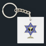 Jewish Star Key Ring<br><div class="desc">Jewish gifts and gift ideas featuring beautiful Jewish Star of David with a wine glass in the centre.</div>