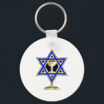 Jewish Star Keychain<br><div class="desc">Jewish gifts and gift ideas featuring beautiful Jewish Star of David with a wine glass in the centre.</div>