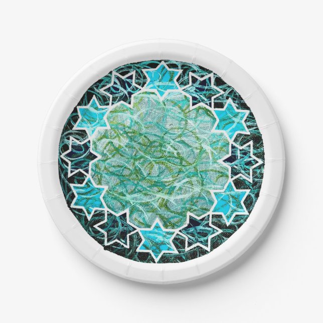 Jewish Star Medallion Art Paper Plate (Front)