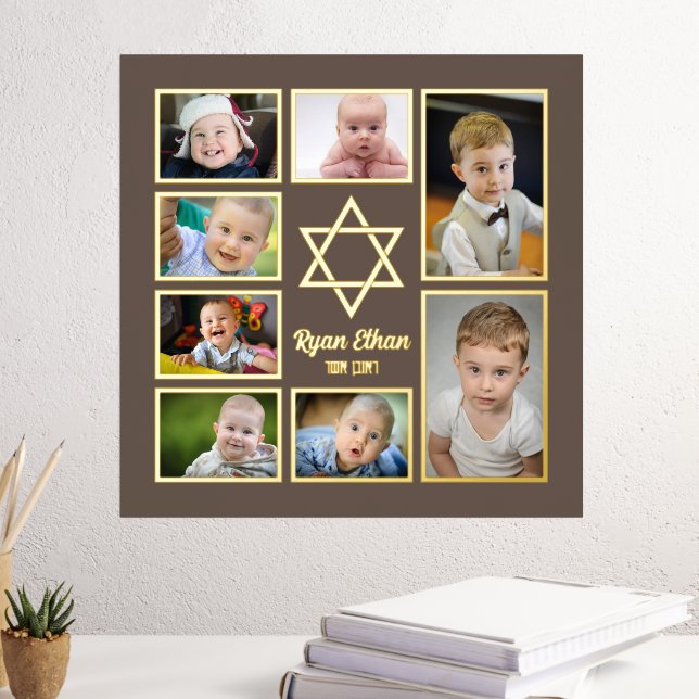Jewish Star of David Add Your Own Photos 7 Photo Foil Prints (In Situ (Desk 3))