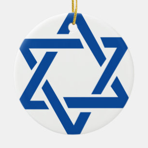 Jewish Star of David Blue Ceramic Tree Decoration