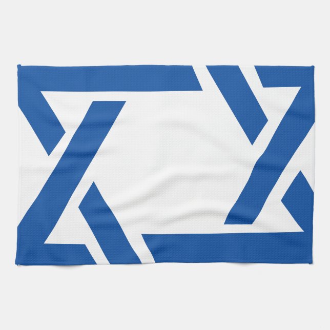 Jewish Star of David Blue Tea Towel (Horizontal)