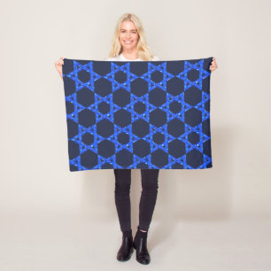 Jewish Star of David Fleece Blanket in Blue ©