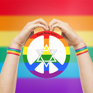 Jewish Star of David Gay Praid Rainbow Flag Peace Classic Round Sticker