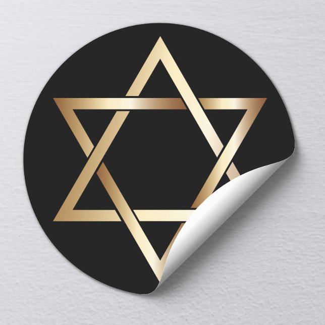 Jewish Star of David Gold Religious Symbol Classic Round Sticker (Creator Uploaded)
