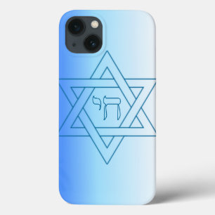 Jewish Star Of David Hebrew Chai Blue and White iPhone 13 Case
