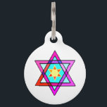 Jewish Star Of David Pet Tag<br><div class="desc">Jewish gifts and gift ideas with stained glass Jewish Star of David.</div>