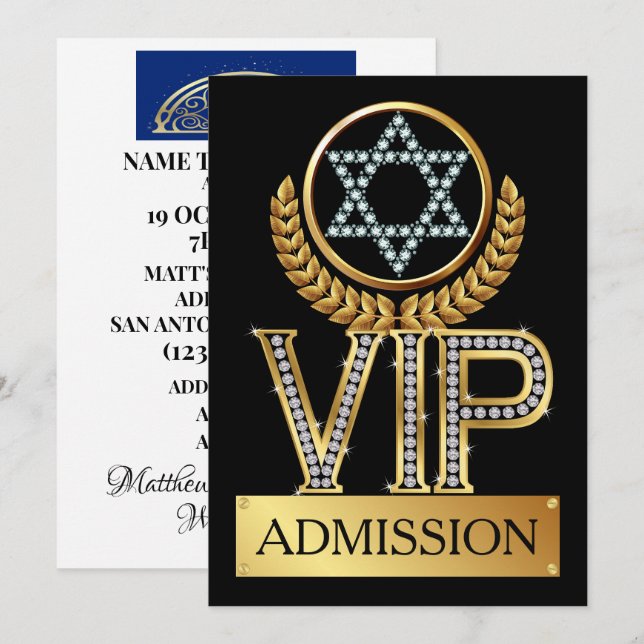 Jewish Star of David VIP Admission Invitation (Front/Back)