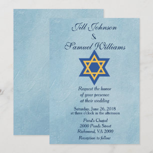 Jewish Star of David Wedding Invitation