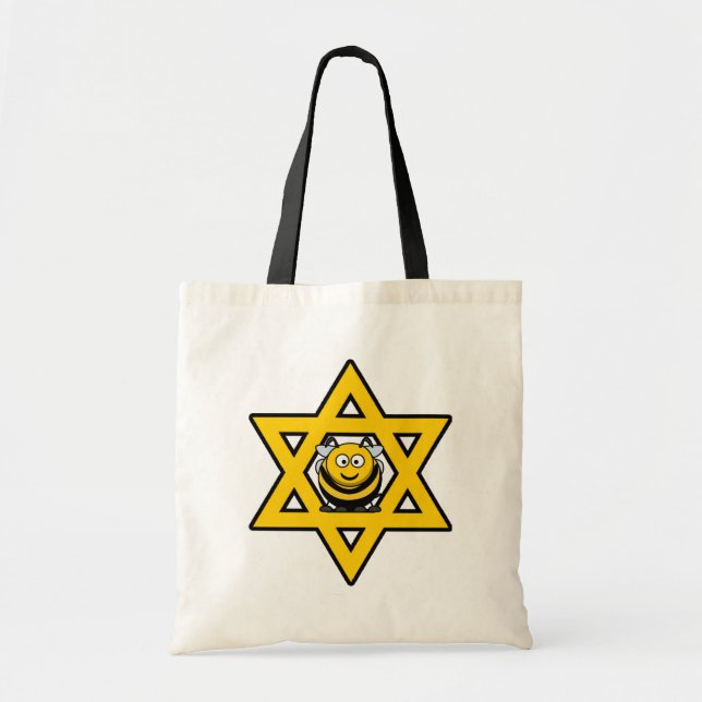 Jewish Star of David with a Honey Bee Tote Bag (Front)