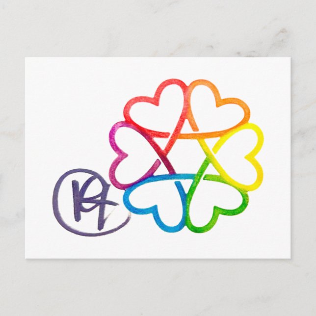 Jewish Star of Hearts Art Postcard (Front)