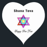 Jewish Star Shana Tova Heart Sticker<br><div class="desc">Shana Tova Jewish Star features Hebrew style stained glass Star of David and sunny greeting for a Happy New Year.</div>