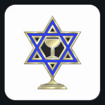 Jewish Star  Square Sticker<br><div class="desc">Jewish gifts and gift ideas featuring beautiful Jewish Star of David with a wine glass in the centre.</div>