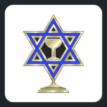 Jewish Star  Square Sticker<br><div class="desc">Jewish gifts and gift ideas featuring beautiful Jewish Star of David with a wine glass in the centre.</div>