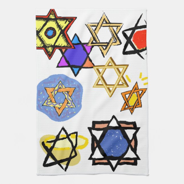 JEWISH STARS KITCHEN TOWELS - MOGEN DAVID GIFTS (Vertical)