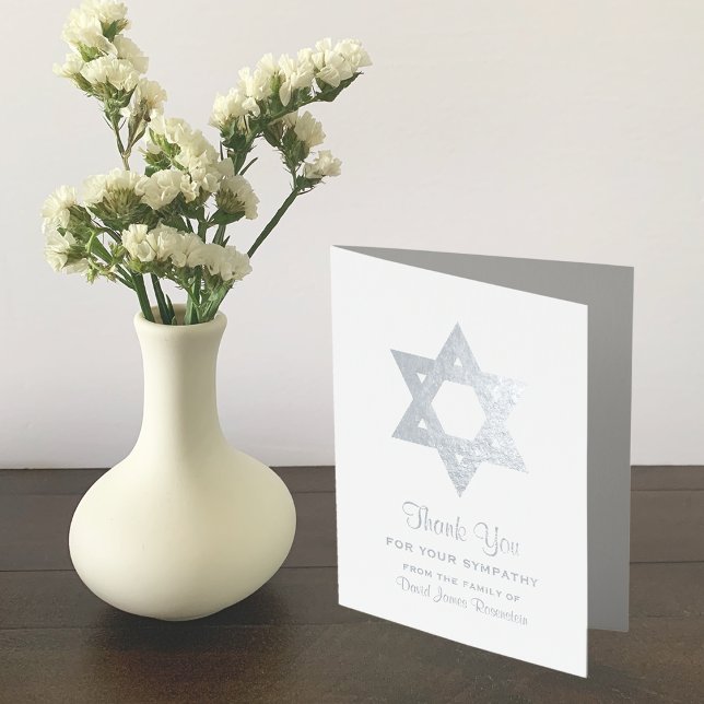 Jewish Sympathy Thank You Silver Foil Star David Foil Card (Creator Uploaded)