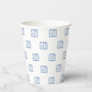 Jewish Torah blue and white pattern Hanukkah Paper Cups