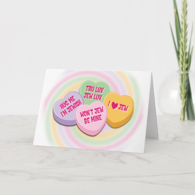 Jewish Valentine's Card: Candy Hearts Holiday Card (Front)