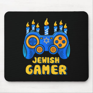 Jewish Video Game Controller Gamer Chanukah Boy Ki Mouse Mat
